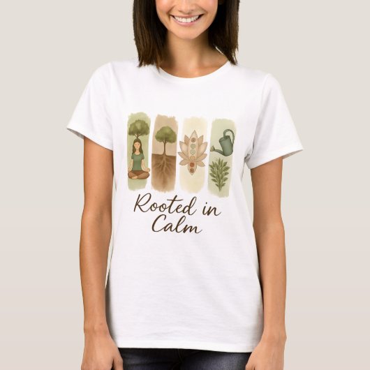 T-shirt Enraciné dans l'art de l'arbre du chakra calme (Devant)