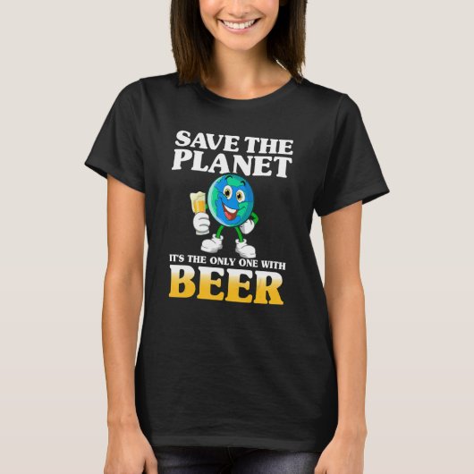 T-shirt Enregistrer Le Devis Planète Pour La Bière (Devant)
