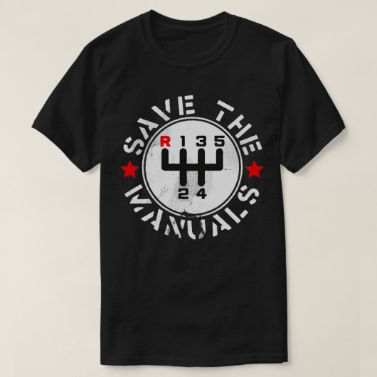 T-shirt Enregistrer Les Voitures De Transmission Manuelles (Design devant)
