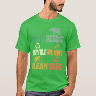 T-shirt Enregistrer Planète Secourir Animaux Recycler Plas