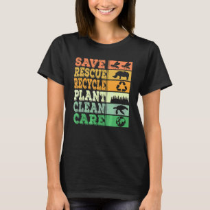 T-shirt Enregistrer Secourir Recycle Plante Nettoyage Retr