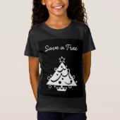 T-Shirt Enregistrer un arbre Noël étoile noir et blanc (Devant)