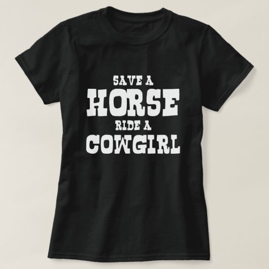 T-SHIRT ENREGISTRER UN CHEVAL UNE COWGIRL (Design devant)