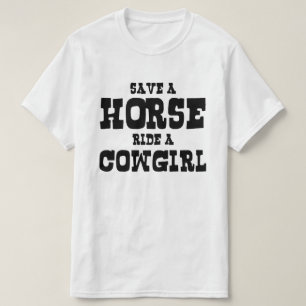 T-SHIRT ENREGISTRER UN CHEVAL UNE COWGIRL