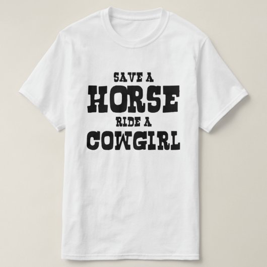 T-SHIRT ENREGISTRER UN CHEVAL UNE COWGIRL (Design devant)