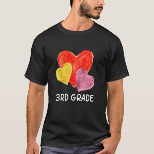 T-shirt Enseignant 3e année Bonne Valentines Jour Coeurs d