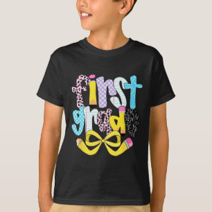 T-shirt Enseignant à carreaux rétro de première année Prep