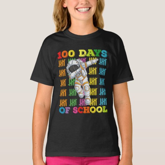 T-shirt Enseignant astronaute 100 jours d'école (Devant)