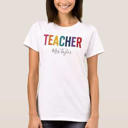 T-Shirt Enseignant avec Nom Retour à l'École (Devant)