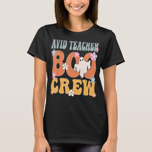 T-shirt Enseignant Avid Boo Crew Ghost Retro Halloween Sup (Devant)