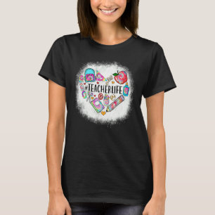 T-shirt Enseignant Bleached Vie Coeur Amour Éléments de l'