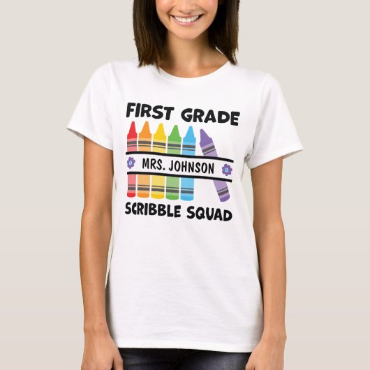 T-shirt Enseignant Crayons de l'équipe de première année p (Devant)