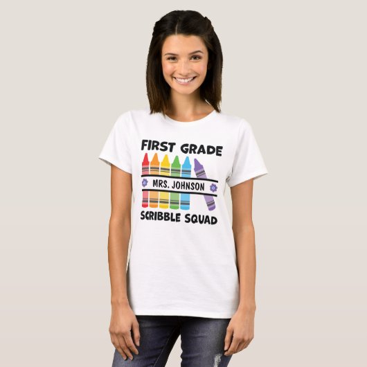 T-shirt Enseignant Crayons de l'équipe de première année p (Devant entier)