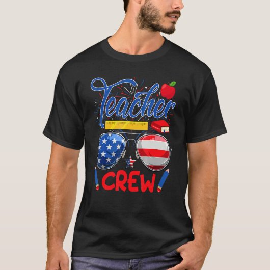 T-shirt Enseignant Crew États-Unis Drapeau Enseignants 4 J (Devant)