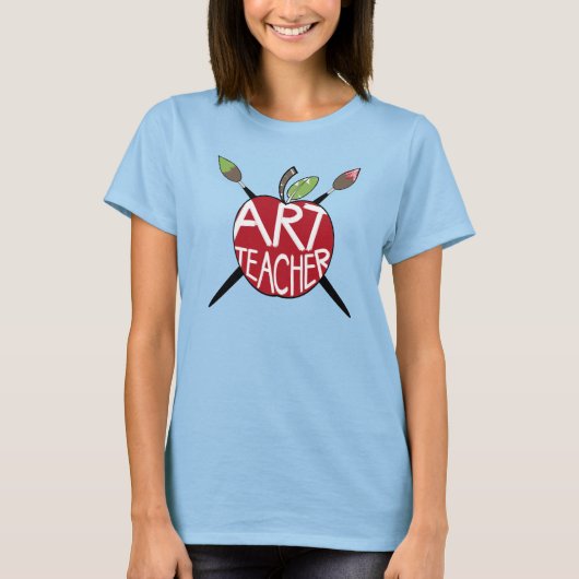 T-shirt Enseignant d'art Pomme peinte et pinceaux (Devant)
