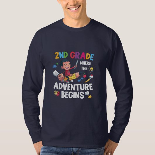 T-shirt Enseignant de 2e année 2e année Aventure commence (Devant)