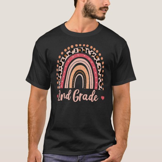 T-shirt Enseignant de 2e année Funny Rainbow Retour à l'é (Devant)