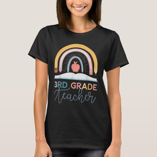 T-shirt Enseignant de 3e année École Rétro Crayon Boho Arc (Devant)