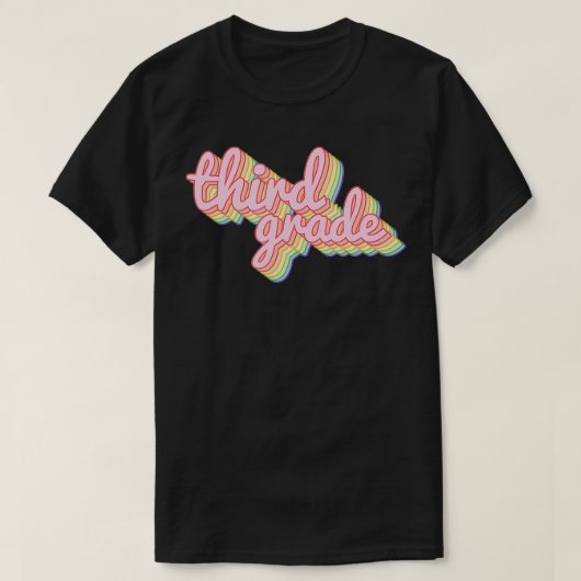 T-shirt Enseignant de 3e année Retro Rainbow Funny Enseign (Design devant)