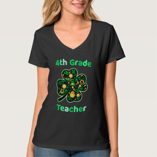 T-shirt Enseignant de 4e année Funny St Patrick's Day (Devant)