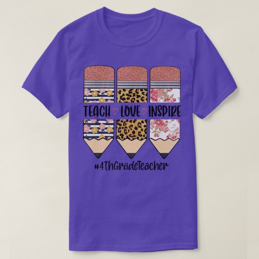 T-shirt Enseignant de 4e année retour à l'école Enseigner (Design devant)