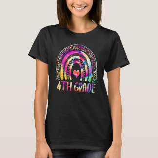 T-shirt Enseignant de 4e année Tie Dye Rainbow Retour à l'