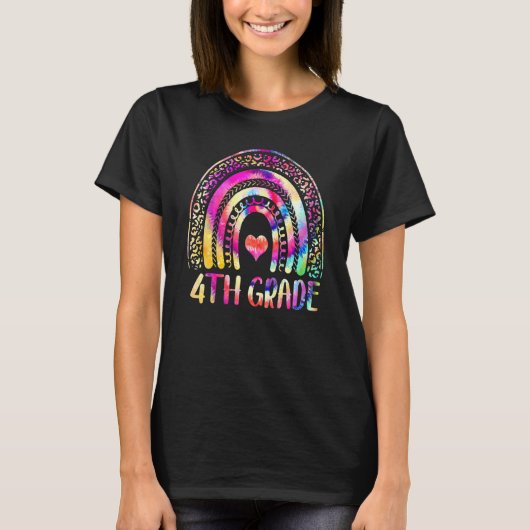T-shirt Enseignant de 4e année Tie Dye Rainbow Retour à l' (Devant)