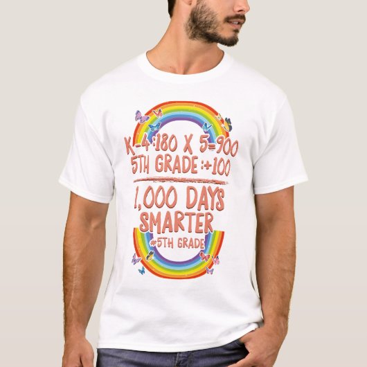 T-shirt Enseignant de 5e année 1000 Jours plus intelligent (Devant)