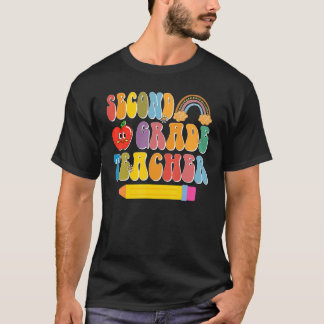 T-shirt Enseignant De Deuxième Année Retour À L'École Rétr