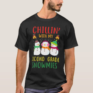 T-shirt Enseignant De Deuxième Année Snowman Chillin Avec