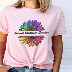 T-shirt Enseignant de l'éducation spéciale Rainbow Sunflow