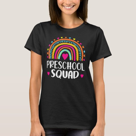 T-shirt Enseignant de l'équipe préscolaire Funny Rainbow L (Devant)