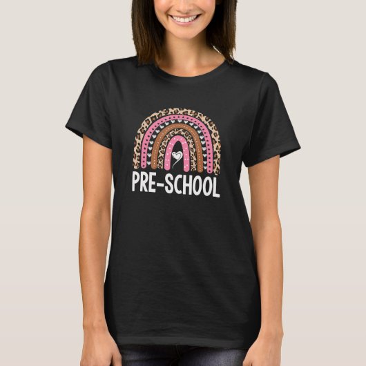 T-shirt Enseignant de maternelle Leopard Rainbow Enseignan (Devant)