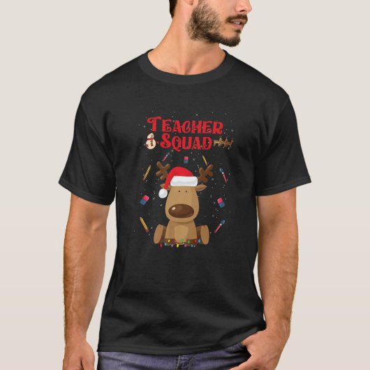 T-shirt Enseignant de Noël Squad Reindeer Funny Enseignant (Devant)
