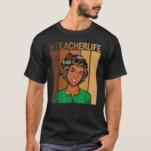 T-shirt Enseignant de perruques afro-américaines Vie Noire (Devant)
