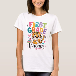 T-shirt Enseignant de première année avec un tigre sourian