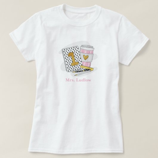 T-shirt Enseignant de première année blanc personnalisé (Design devant)