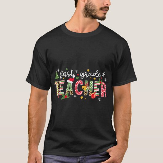 T-shirt Enseignant de première année Noël Enseignant de 1è (Devant)