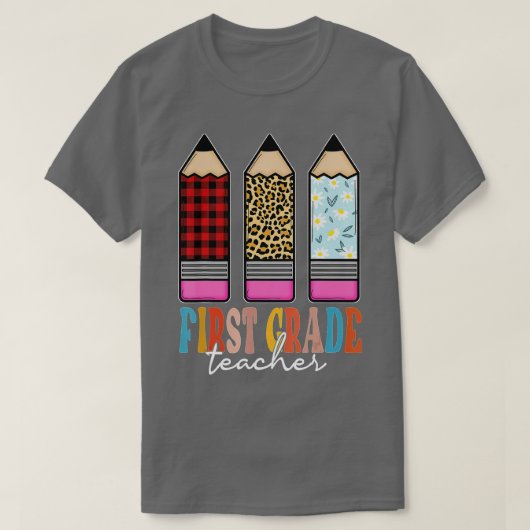 T-shirt Enseignant De Première Classe Funny Leopard Pencil (Design devant)