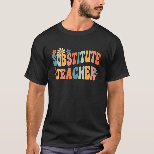 T-shirt Enseignant De Remplacement super Retro Enseignant (Devant)