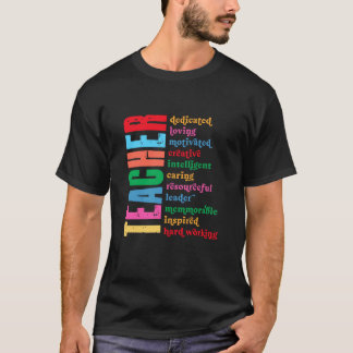 T-shirt Enseignant Dédié Amoureux Motivé Créatif Intellige