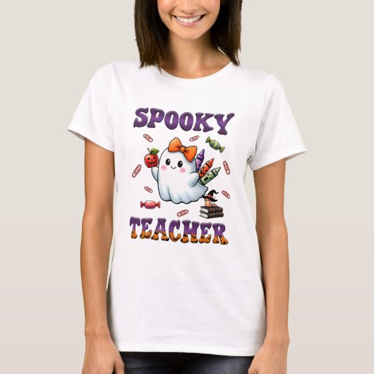 T-shirt Enseignant Éffrayant Halloween (Devant)