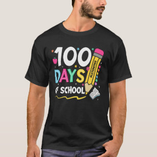 T-shirt Enseignant Enfants Rétro Groovy 100 Jours Heureux