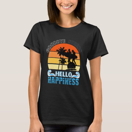 T-shirt Enseignant Été Adieu Stress Bonjour Happiness Fin (Devant)