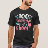 T-shirt enseignant, flamand, flamant, flamant 100e jour, f (Devant)