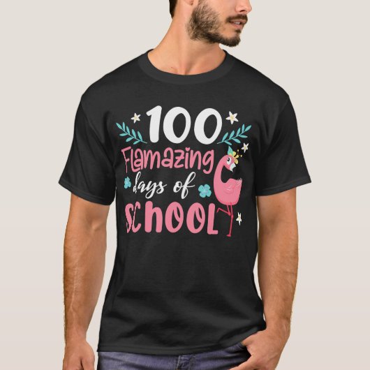 T-shirt enseignant, flamand, flamant, flamant 100e jour, f (Devant)