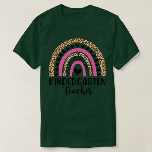 T-shirt Enseignant Funny Leopard Rainbow Retour à (Design devant)