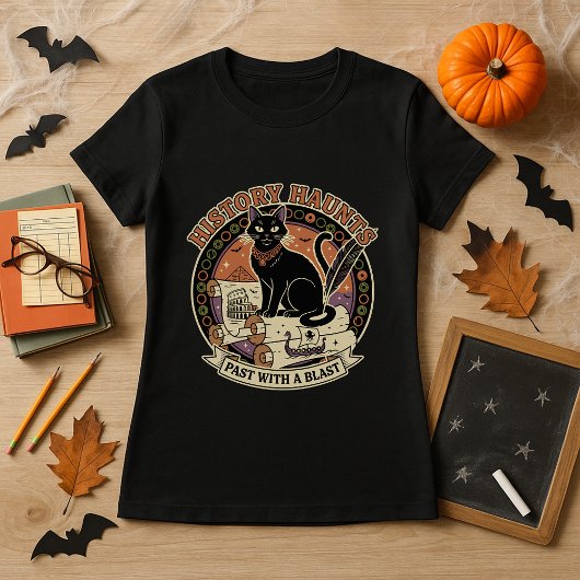 T-shirt Enseignant Halloween Histoire Haunts Chat & Scroll