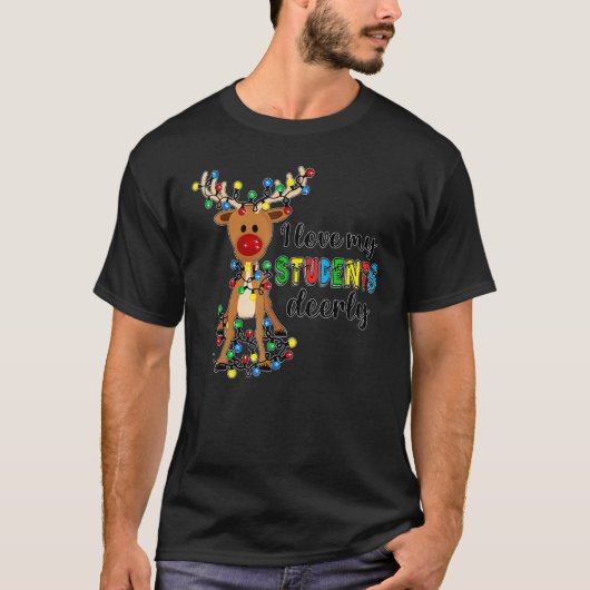 T-shirt Enseignant Joyeux Noël J'aime mes élèves Deerly  (Devant)