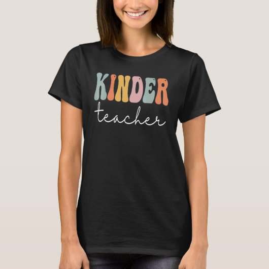 T-shirt Enseignant Kinder Retro Femmes Super Joyeux Premie (Devant)